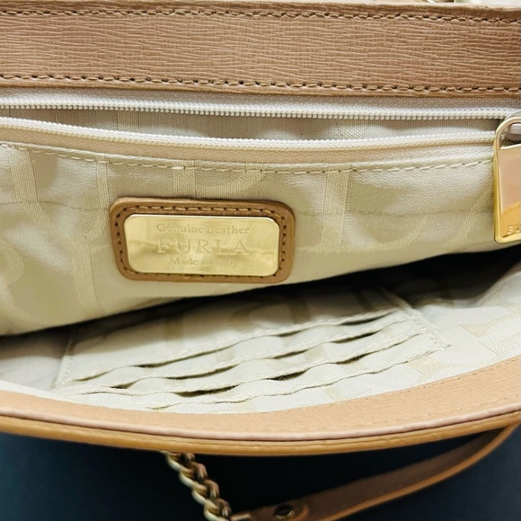 Furla Ginevra Mini Crossbody Genuine Leather Beige Shoulder Bag - Picture 4 of 7